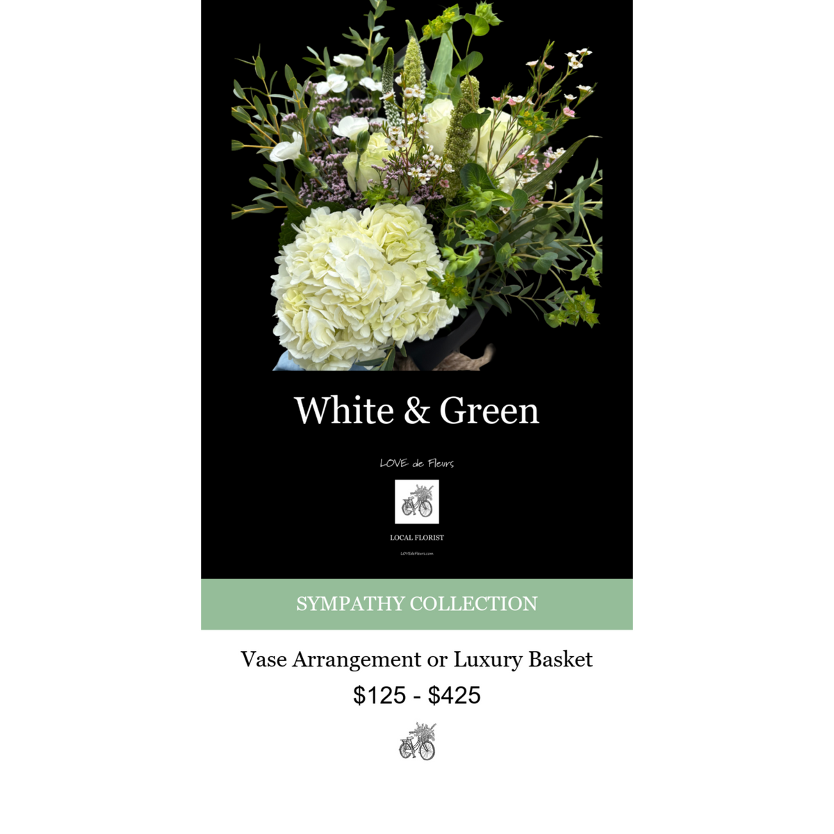 WHITE & GREEN SYMPATHY FLOWERS